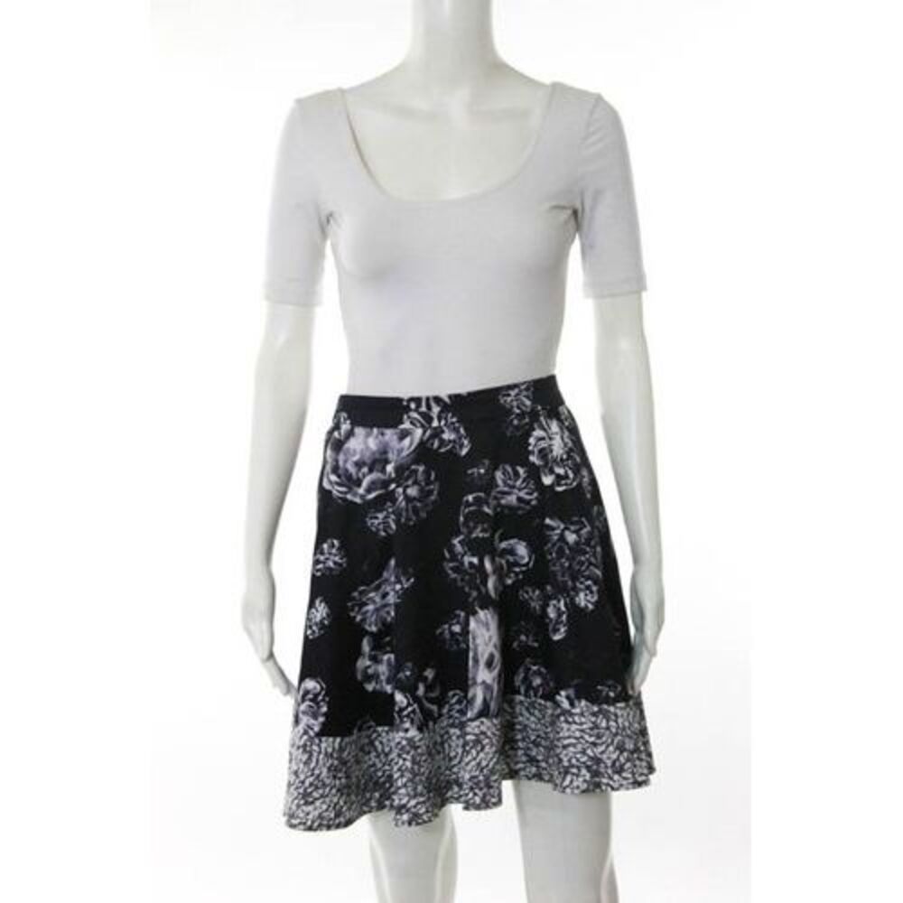 PRABAL GURUNG FOR TARGET Black White Cotton Floral Print A-Line Skirt Sz 4 - Picture 1 of 6